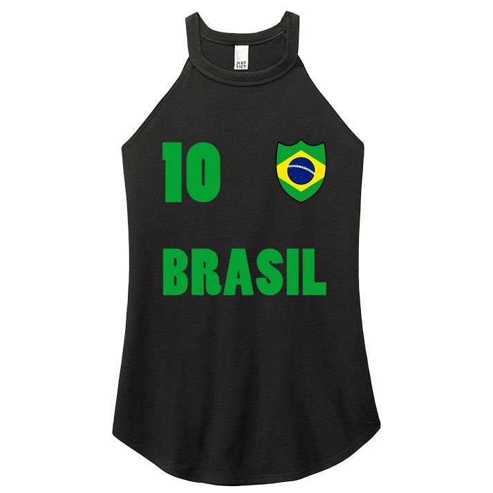 Brazil Flag Number 10 Brasil Women's Perfect Tri Rocker Tank