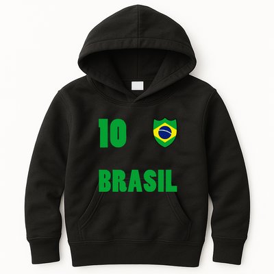 Brazil Flag Number 10 Brasil Kids Hoodie
