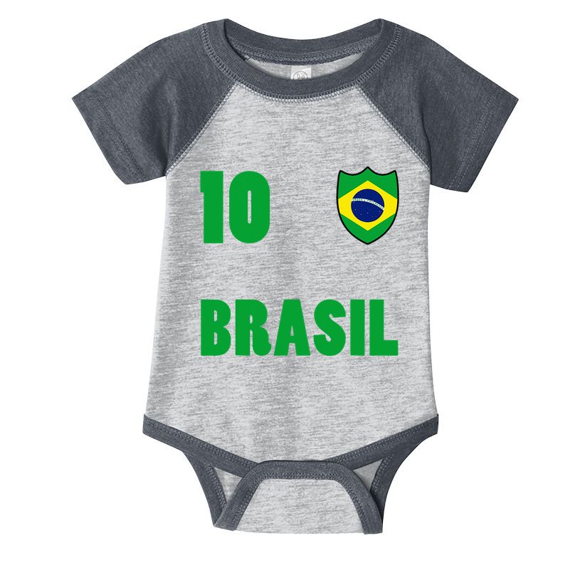 Brazil Flag Number 10 Brasil Infant Baby Jersey Bodysuit