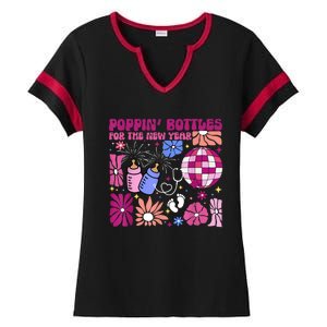 Boho Floral Nicu Crew Nurse Poppin Bottles For The New Year Ladies Halftime Notch Neck Tee