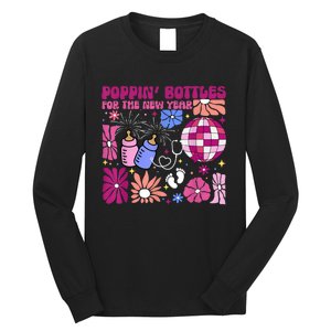 Boho Floral Nicu Crew Nurse Poppin Bottles For The New Year Long Sleeve Shirt