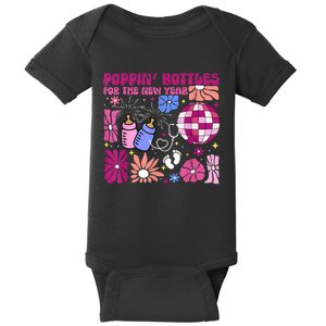 Boho Floral Nicu Crew Nurse Poppin Bottles For The New Year Baby Bodysuit