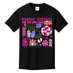 Boho Floral Nicu Crew Nurse Poppin Bottles For The New Year Kids T-Shirt