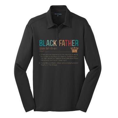 Black Father Noun Father Day Gifts Classic Silk Touch Performance Long Sleeve Polo