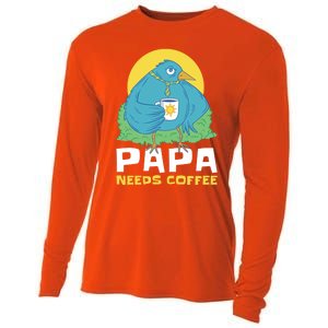 Bird Father Needs Coffee For Fathersday Gift Cooling Performance Long Sleeve Crew