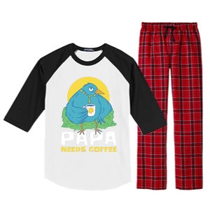 Bird Father Needs Coffee For Fathersday Gift Raglan Sleeve Pajama Set