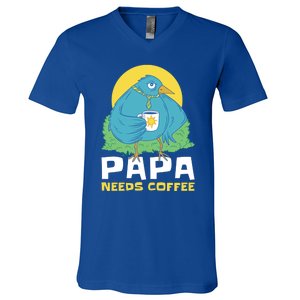 Bird Father Needs Coffee For Fathersday Gift V-Neck T-Shirt