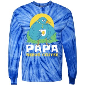 Bird Father Needs Coffee For Fathersday Gift Tie-Dye Long Sleeve Shirt