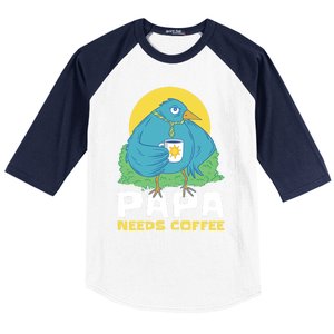 Bird Father Needs Coffee For Fathersday Gift Baseball Sleeve Shirt