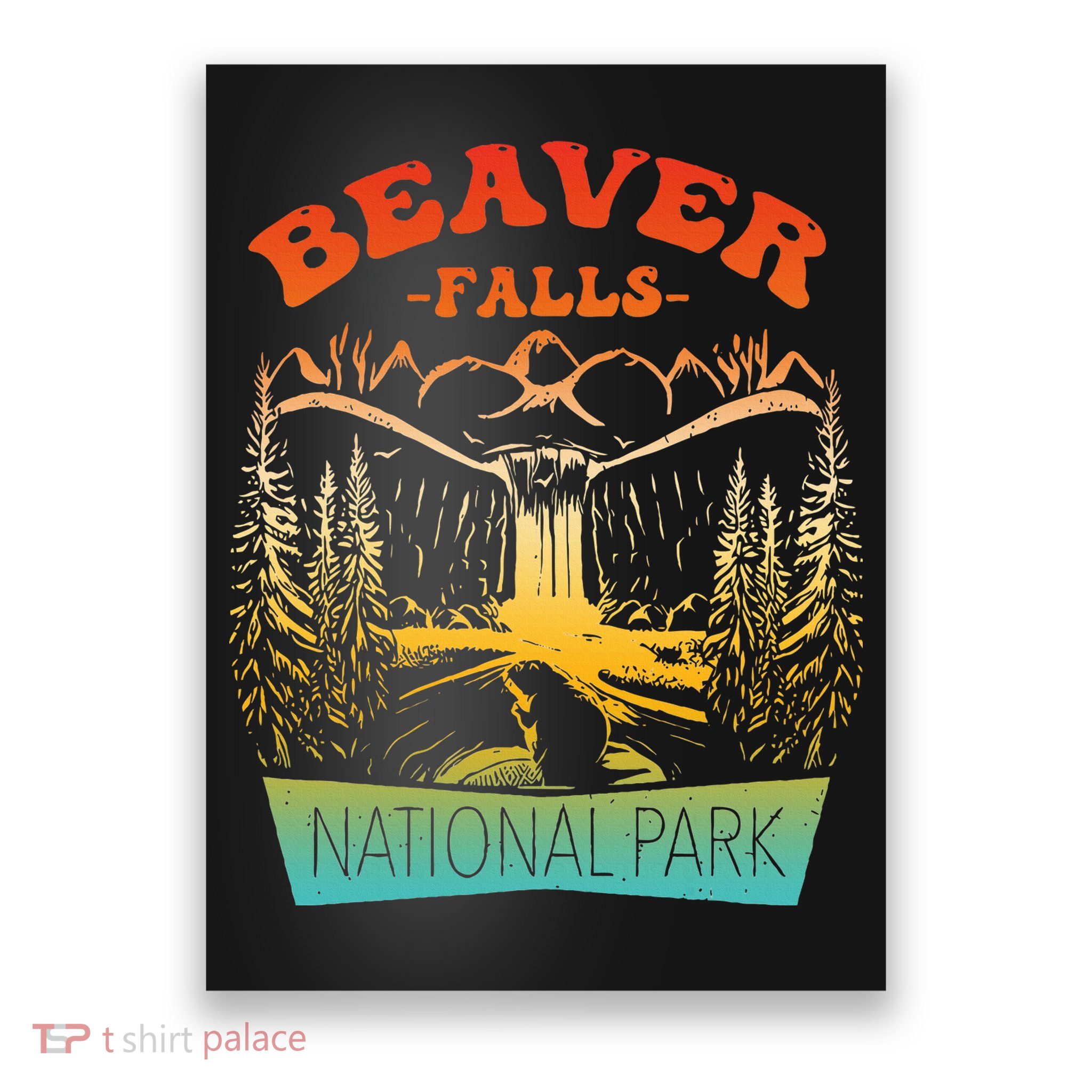 Beaver Falls National Park Vintage Design Poster