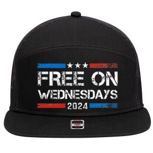 Biden Free On Wednesdays Us Flag 7 Panel Mesh Trucker Snapback Hat