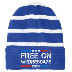 Biden Free On Wednesdays Us Flag Striped Beanie with Solid Band