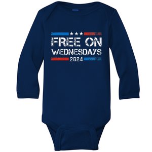 Biden Free On Wednesdays Us Flag Baby Long Sleeve Bodysuit