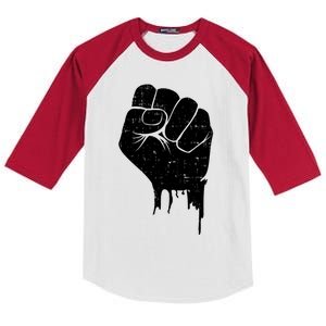 Black Fist Original Black Power Symbol Empower Blm Meaningful Gift Kids Colorblock Raglan Jersey