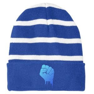 Black Fist Original Black Power Symbol Empower Blm Meaningful Gift Striped Beanie with Solid Band