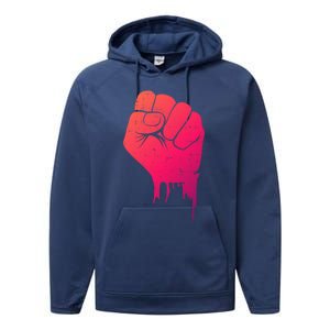 Black Fist Original Black Power Symbol Empower Blm Meaningful Gift Performance Fleece Hoodie