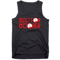 Built For October Baseball Month Playoffs Retro Swing Red Tank Top