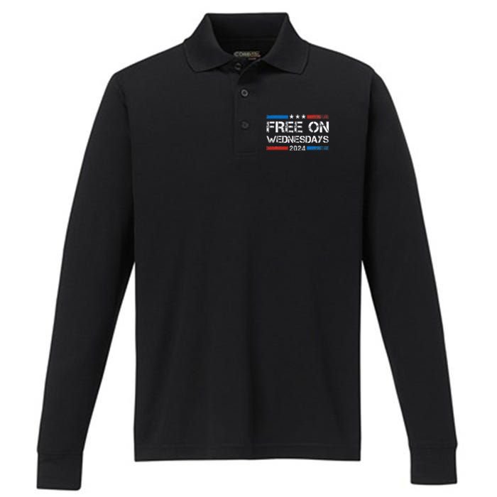 Biden Free On Wednesdays Us Flag Performance Long Sleeve Polo