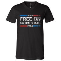 Biden Free On Wednesdays Us Flag V-Neck T-Shirt