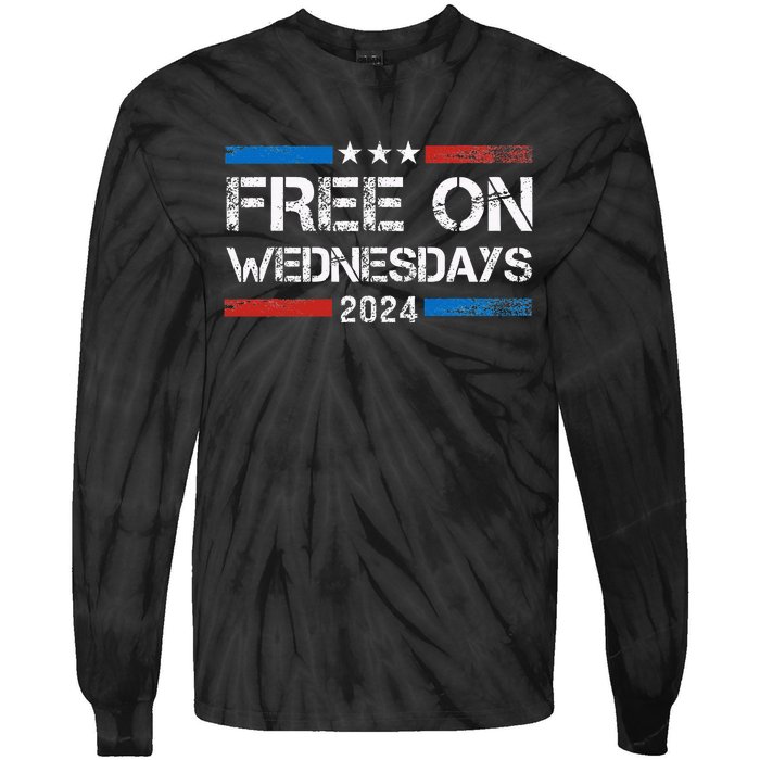 Biden Free On Wednesdays Us Flag Tie-Dye Long Sleeve Shirt