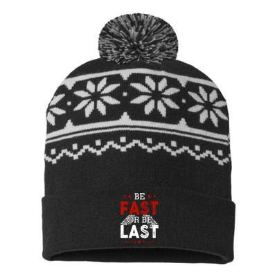 Be Fast Or Last Drag Dirt Racing Race Car Driver Racer USA-Made Snowflake Beanie