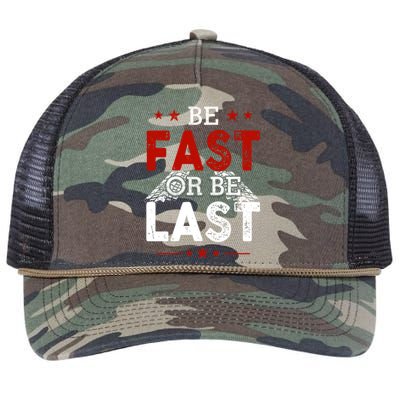 Be Fast Or Last Drag Dirt Racing Race Car Driver Racer Retro Rope Trucker Hat Cap