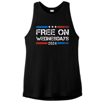 Biden Free On Wednesdays Us Flag Vintage Ladies PosiCharge Tri-Blend Wicking Tank