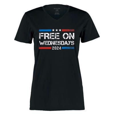 Biden Free On Wednesdays Us Flag Vintage Women's Momentum V-Neck T-Shirt