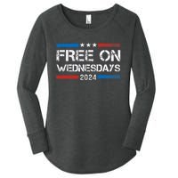 Biden Free On Wednesdays Us Flag Vintage Women's Perfect Tri Tunic Long Sleeve Shirt