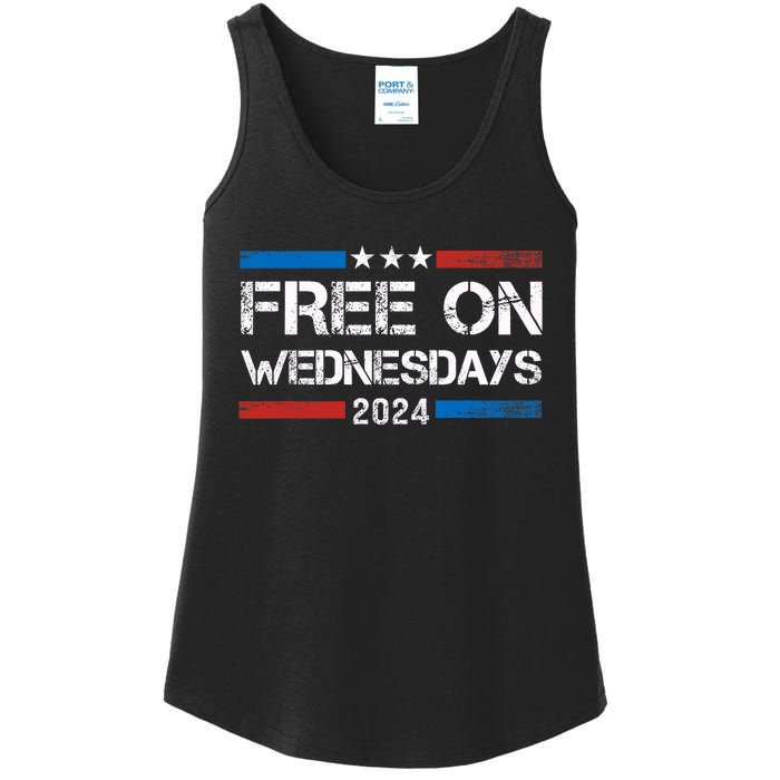 Biden Free On Wednesdays Us Flag Vintage Ladies Essential Tank