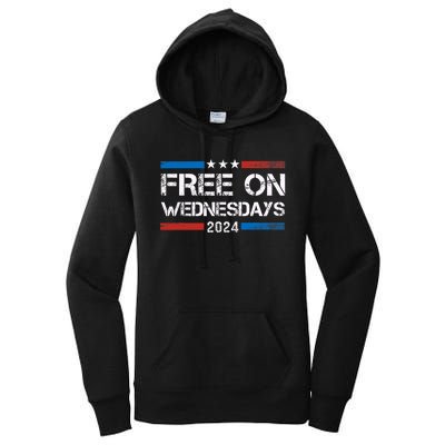 Biden Free On Wednesdays Us Flag Vintage Women's Pullover Hoodie