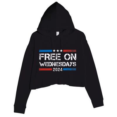 Biden Free On Wednesdays Us Flag Vintage Crop Fleece Hoodie