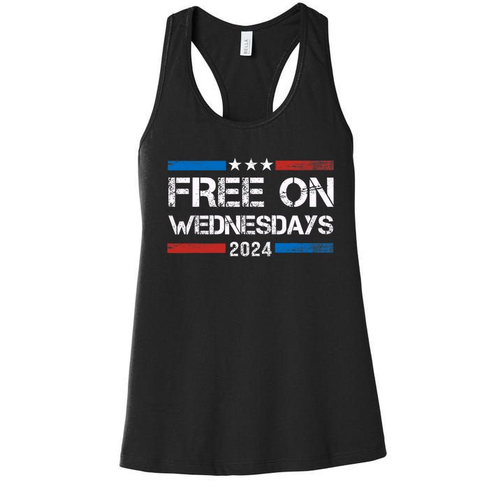 Biden Free On Wednesdays Us Flag Vintage Women's Racerback Tank