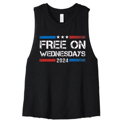 Biden Free On Wednesdays Us Flag Vintage Women's Racerback Cropped Tank