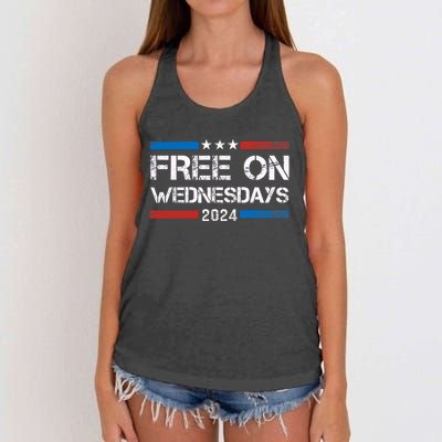 Biden Free On Wednesdays Us Flag Vintage Women's Knotted Racerback Tank