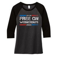 Biden Free On Wednesdays Us Flag Vintage Women's Tri-Blend 3/4-Sleeve Raglan Shirt