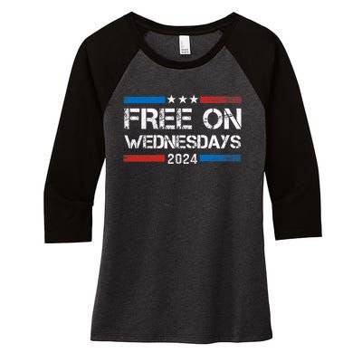 Biden Free On Wednesdays Us Flag Vintage Women's Tri-Blend 3/4-Sleeve Raglan Shirt