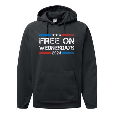 Biden Free On Wednesdays Us Flag Vintage Anti Trump Performance Fleece Hoodie