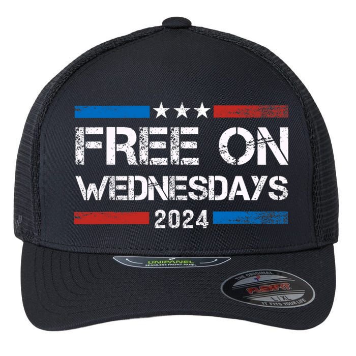 Biden Free On Wednesdays Us Flag Vintage Anti Trump Flexfit Unipanel Trucker Cap