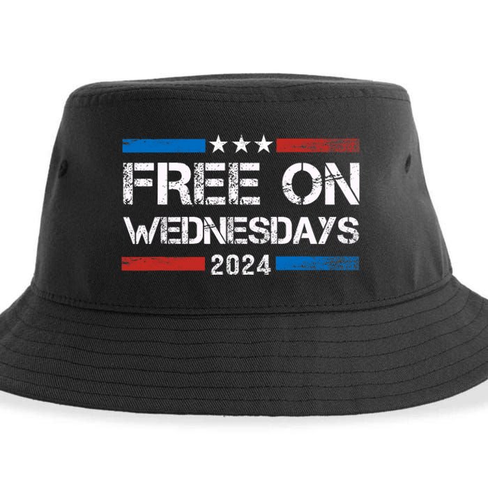 Biden Free On Wednesdays Us Flag Vintage Anti Trump Sustainable Bucket Hat