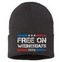 Biden Free On Wednesdays Us Flag Vintage Anti Trump Sustainable Knit Beanie