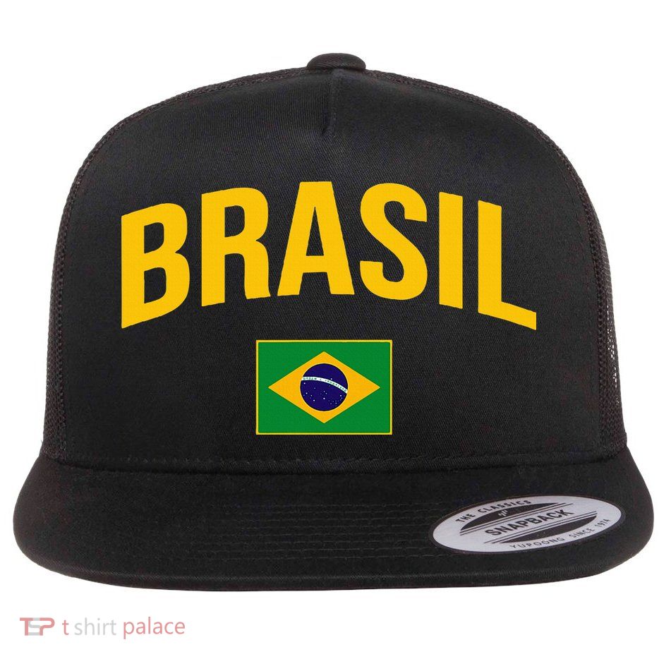 Brasil Flag Of Brazil Flat Bill Trucker Hat