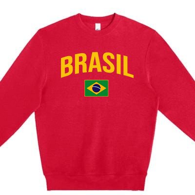 Brasil Flag Of Brazil Premium Crewneck Sweatshirt