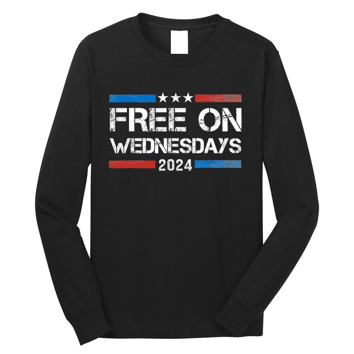 Biden Free On Wednesdays Us Flag Vintage Long Sleeve Shirt