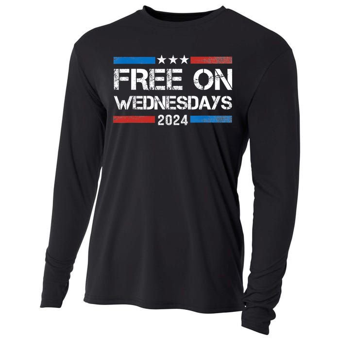 Biden Free On Wednesdays Us Flag Vintage Cooling Performance Long Sleeve Crew