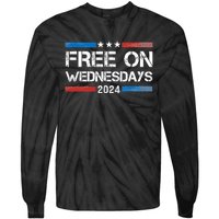 Biden Free On Wednesdays Us Flag Vintage Tie-Dye Long Sleeve Shirt