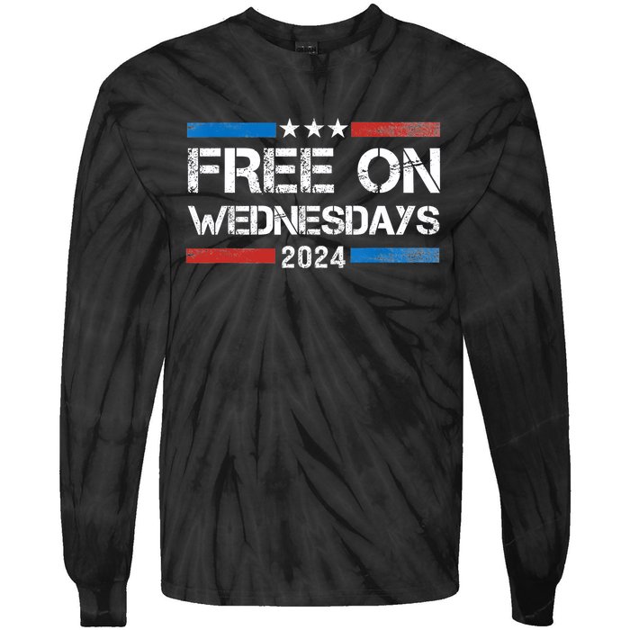 Biden Free On Wednesdays Us Flag Vintage Tie-Dye Long Sleeve Shirt