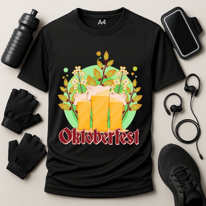 Boho Floral Oktoberfest Beers Cooling Performance Crew T-Shirt