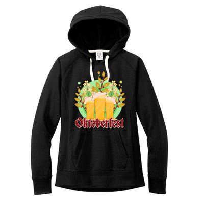 Boho Floral Oktoberfest Beers Women's Fleece Hoodie