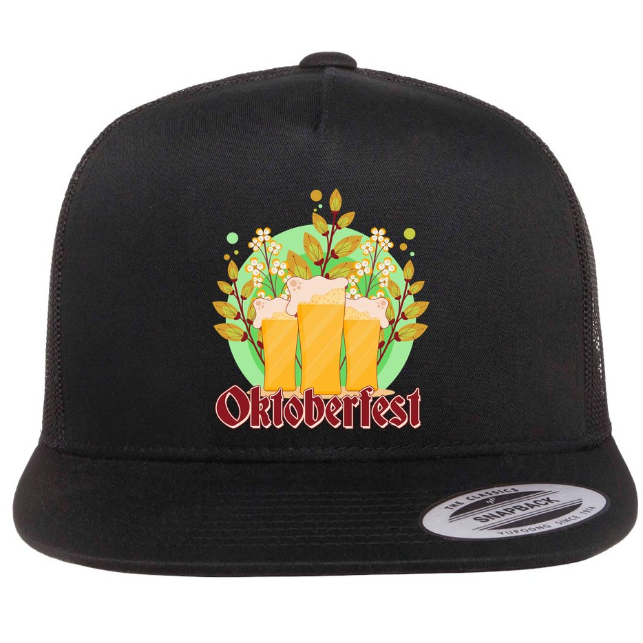 Boho Floral Oktoberfest Beers Flat Bill Trucker Hat